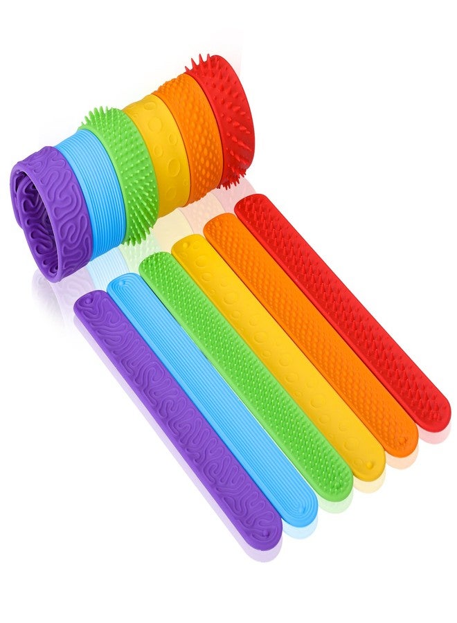 Simgoing Fidget Textured Slap Bracelets Textured Silicone Sensory Bracelet for Autism Calming Sensory Wristbands Wearable Stress Fidgets for Adults Office Desk Travel Gift (24 Pcs) - Image 1